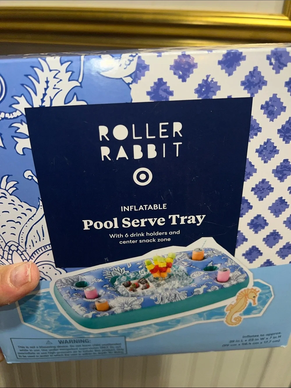 Lilly Pulitzer 💦 Inflatable Pool Serve Tray - Blue & White